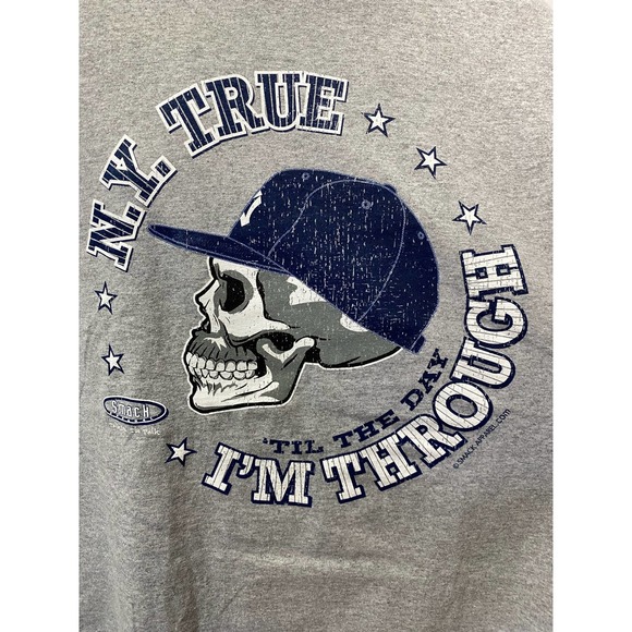 New York Baseball Fans. N.Y. True 'Til The Day I'm Through Grey T-Shirt Large - Picture 3 of 11